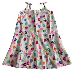 NWT The Children’s Place Simply White Watercolor Multicolor Dots Dress Girls 3T